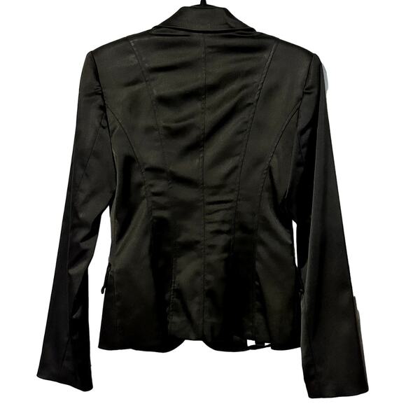 Vintage 90s Y2K Cache Black Satin Jacket Lined Jewel Button Women Size 2 - Picture 3 of 7